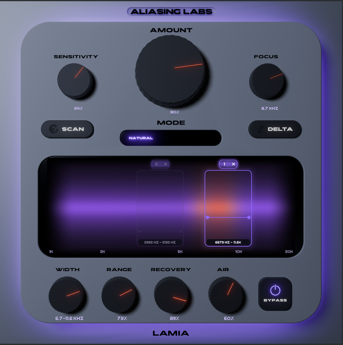 LAMIA multi-zone de-esser interface