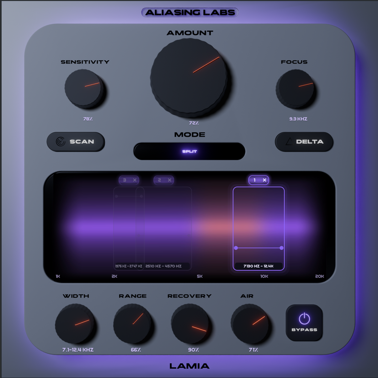 LAMIA interface with three independent de-essing zones